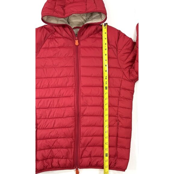 Save The Duck Jacket Womens Size Large Red Ultra Light Plumtech Hood Puffer - Picture 13 of 13